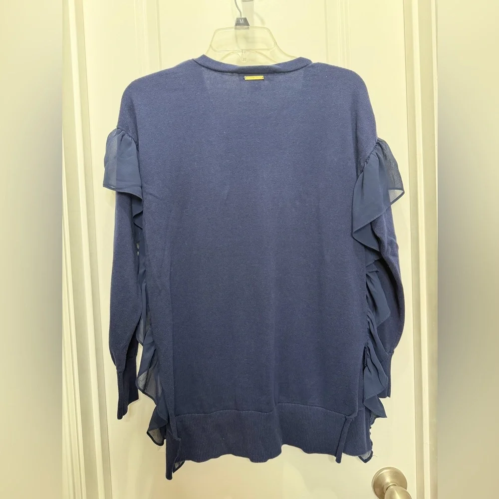 Michael Kors ruffles‎ trim sweater in blue Size Small